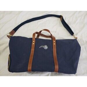 Hudson Sutler Navy Blue Canvas Heritage Weekender Duffel Leather Trim Travel Bag